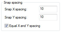 ناحیه Snap spacing در سربرگ Snap and Grid