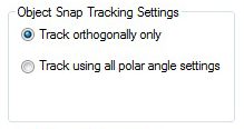ناحیه Object Snap Tracking Settings در سربرگ Polar Traking