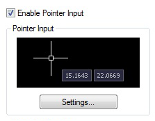 ناحیه Pointer Input در سربرگ Dynamic Input