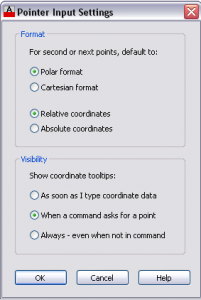 کادر محاوره‌ای Pointer Input Settings
