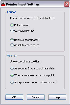 کادر محاوره‌ای Pointer Input Settings