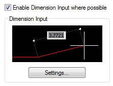 ناحیه Dimension Input در سربرگ Dynamic Input