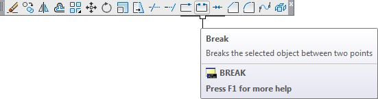 روش‌های اجرای فرمان Break اتوکد از طریق نوار ‌ابزار Modify