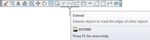 اجرای فرمان Extend اتوکد از طریق نوار ابزار Modify