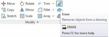 روش‌های اجرای فرمان Erase از طریق نوار ریبون (Ribbon)