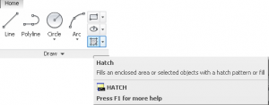 روش‌های اجرای فرمان ‌Hatch از طریق نوار ‌ریبون (Ribbon)