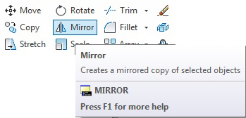 روش‌های اجرای فرمان Mirror از طریق نوار ‌ریبون (Ribbon)