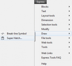 اجرای فرمان ‌Super Hatch از طریق نوار منوی بازشوی Express