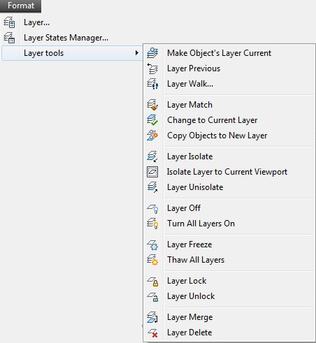 اجرای فرمان Layer از طریق نوار منوی بازشوی Format