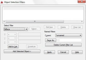 کادر محاوره‌ای Object Selection Filters