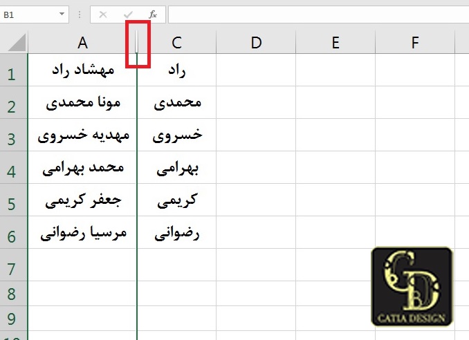 ستون Columns اکسل مخفی کردن Unhide با فیلم