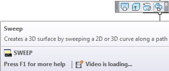 در نوار ابزار Surface Creation II روی آیکون فرمان Sweep کلیک ‌چپ می‌کنیم.
