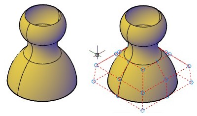 از این فرمان برای نمایش رئوس کنترلی سطوح از نوع NURBS استفاده می‌شود.