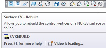 در نوار ابزار Surface Editing روی آیکون فرمان Rebuild کلیک ‌چپ می‌کنیم.