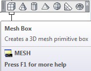 در نوار ابزار Smooth Mesh Primitives روی آیکون فرمان Mesh Box کلیک ‌چپ می‌کنیم.