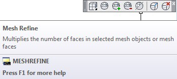 در نوار ابزار Smooth Mesh روی آیکون فرمان Mesh Refine کلیک ‌چپ می‌کنیم.