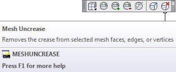 در نوار ابزار Smooth Mesh روی آیکون فرمان Mesh Uncrease کلیک ‌چپ می‌کنیم.