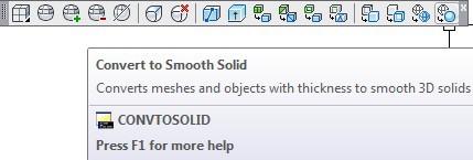 ابتدا آیکون فرمان Convert to Smooth Solid را در نوار ابزار جایگذاری کرده، سپس روی آیکون کلیک ‌چپ می‌کنیم.