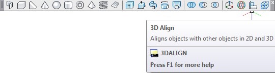 در نوار ابزار Modelingروی آیکون فرمان 3D Align کلیک ‌چپ می‌کنیم.