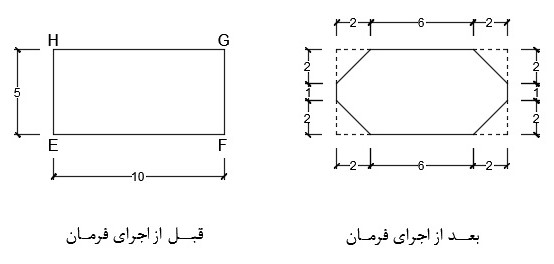 زیر‌مجموعه Polyline فرمان Chamfer اتوکد