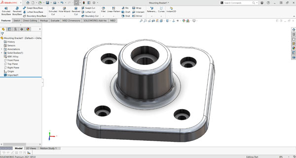محیط پارت Solidworks