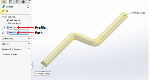 استفاده از دستور sweep در سالیدورک