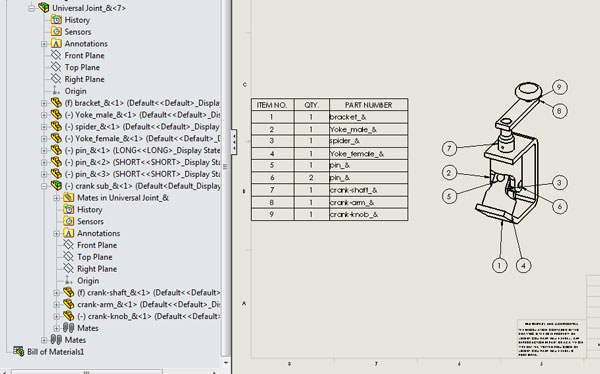 ایجاد جدول BOM در سالیدورک